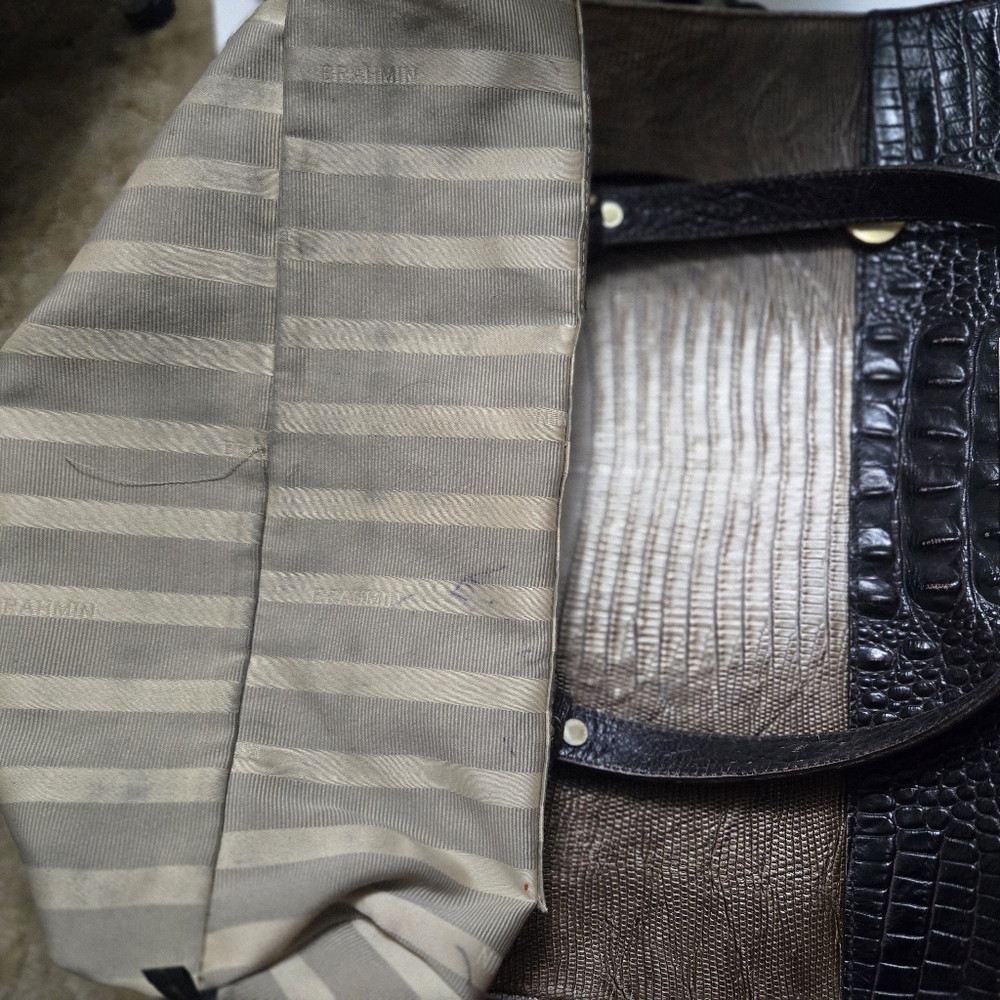 Brahmin Metallic and Dark Brown Tote Bag - Picture 13 of 16